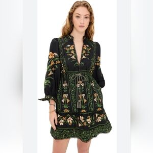 Farm Rio Flowers Arch Black Mine Dress XS